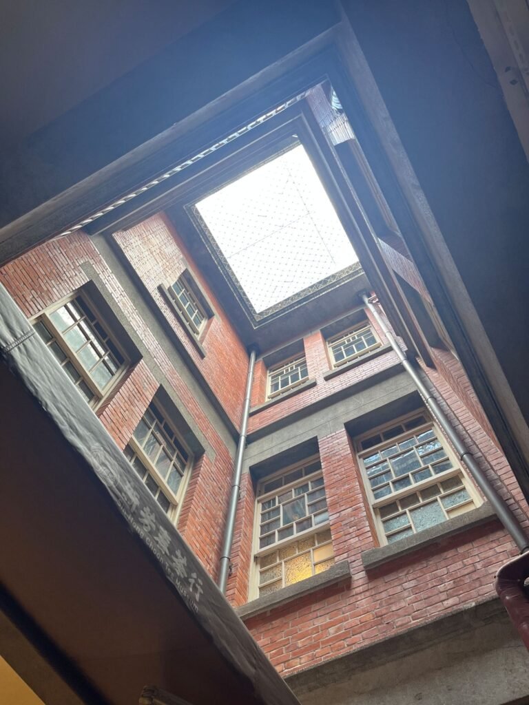 Light well at Sin Hong Choon Tea Museum in Taipei, seen looking up from the ground floor